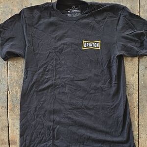 Brixton Black Short-Sleeve Logo Tee with Yellow Trim